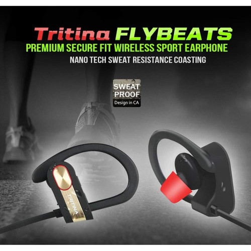 Ecouteurs intra-auriculaires Tritina Sports Écouteur Bluetooth Microphone intégré, casque sans fil avec forme mémoire Écouteurs Son stéréo pour le fonctionnement, jogging, Noir avec Gris