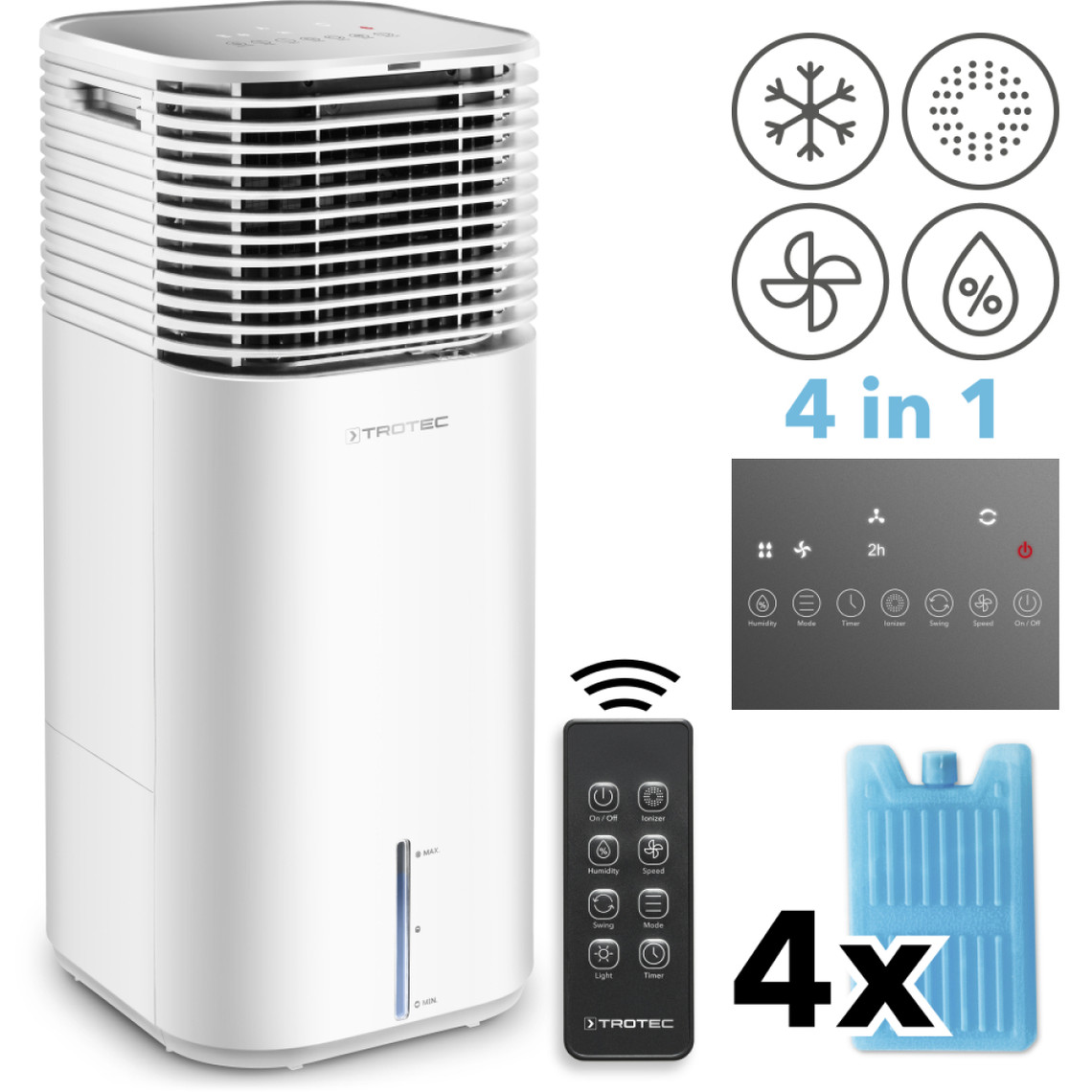 Trotec TROTEC Aircooler PAE 49 Refroidisseur d'air à évaporation 4 en 1 climatisation mobile humidificateur ventilateur