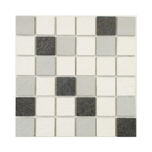 Mosaîque & galet U-Tile Mosaïque mixte résine & pierre 100 x 50 cm - carreau 5 x 5 cm mixte pierre et résine blanche