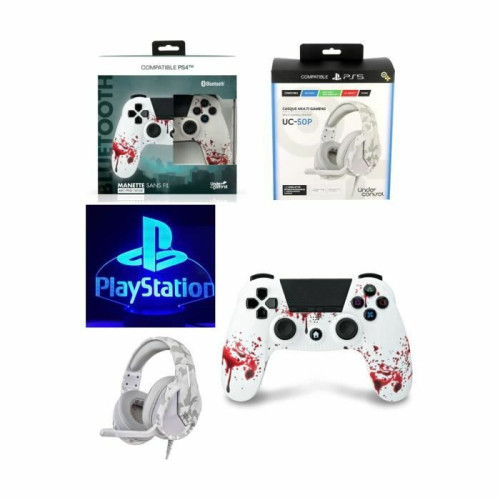Under Control - Manette PS4 Manette Bluetooth Zombie 3.5 JACK + Casque Gamer PRO-UC50 PS4-PS5 PLAYSTATION Under Control  - Manette Jeux Vidéo