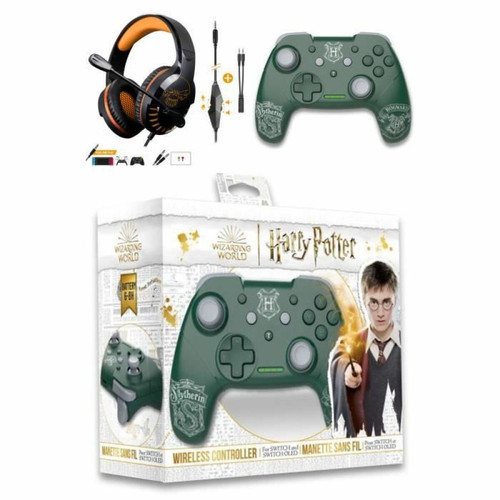 Under Control - Casque Filaire Nintendo Switch Harry Potter Vert Serpentard + Casque Switch Pro-SH3 Orange Edition - Under Control