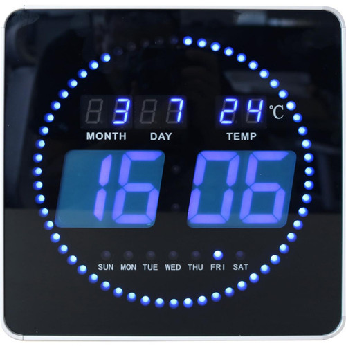 Unilux - UNiLUX Horloge murale LED FLO, date/température, noir () Unilux  - Télérupteurs, minuteries et horloges