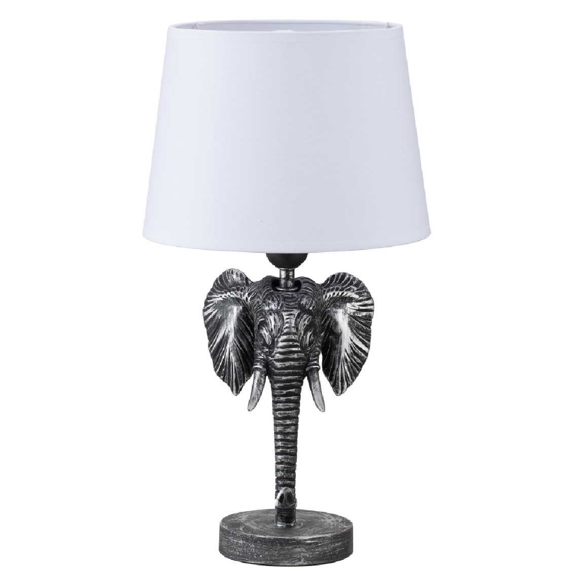 Unimasa Lampe de table Argent et blanche Tête d'Éléphant 45 cm