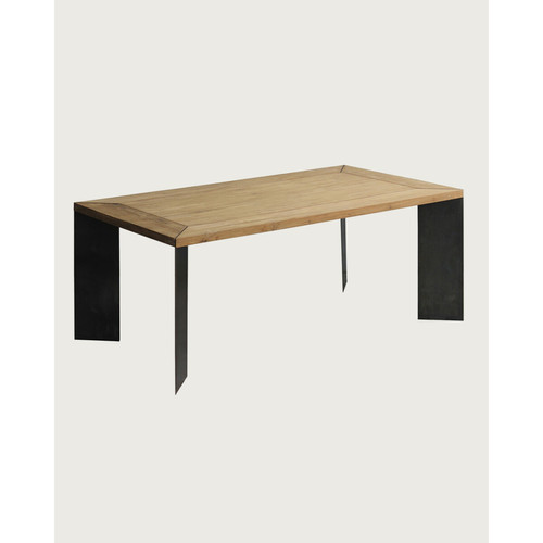 UNIQKA - Loft - Table repas industrielle en teck et métal L180 cm 8 pers. UNIQKA  - Table loft