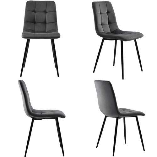 Universal - Lot de 4 chaises de salle à manger scandinaves, Velours, structure en métal, chaise longue rembourrée - gris foncé Universal  - Chaise scandinave Chaises