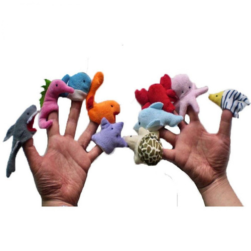 Marionnette à main animaux de bande dessinée créative doigt marionnette  doigt poupée jouet pour enfants 
