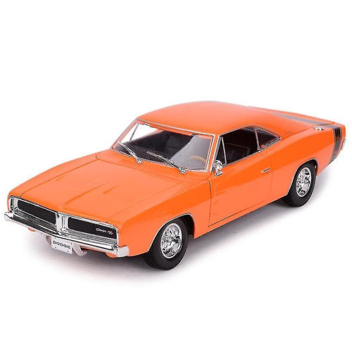Universal - 1:18 1969 Dodge Charger R / T Orange Sports Car Static Die Cast Vehicles Collectible Model Car Toys Universal  - Voitures