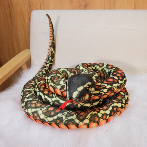 Doudous 1,1m mignon simulé serpent peluche géant serpent cobra animal douce peluche poupée cadeau jouets pour enfants décoration de la maison | Peluche animal en peluche (brun)
