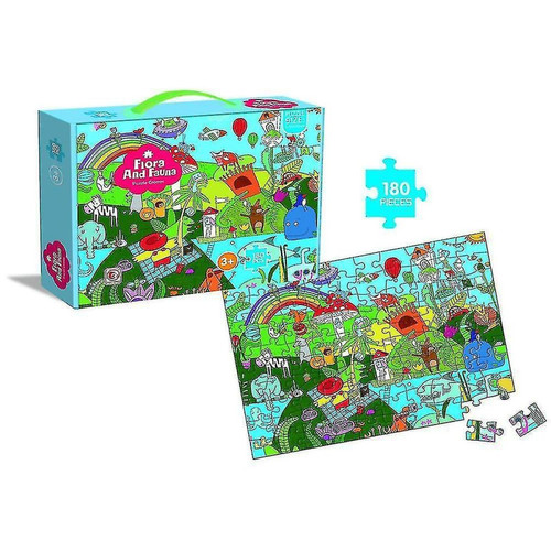 Universal - 180 pièces de puzzle éducatifs pour enfants Animaux et plantes (180 pièces) (vert) Universal  - Puzzles