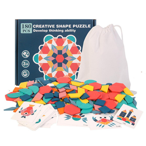 Universal - 180pcs Puzzle 3D en bois Figures d'amande Montessori Éducation Apprentissage Jouets Cadeaux Géométrie Puzzle Cadeaux pour les enfants | Universal - Animaux