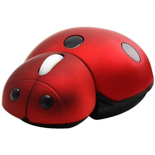 Universal - 2,4 g souris sans fil petite forme de coccinelle animale mignonne 3000dpi souris optique mobile portable (rouge) Universal  - Petites souris