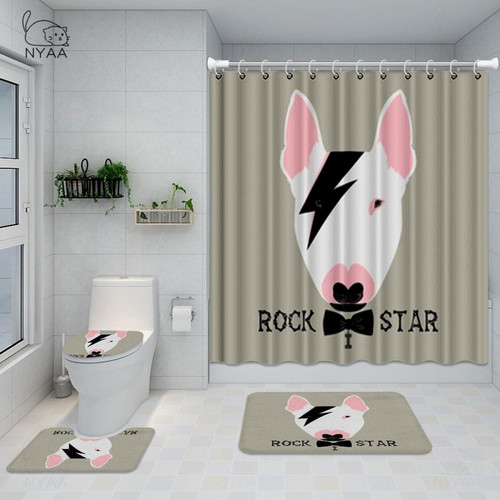 Universal - 4pic/set coffret de salle de bains drôle portrait animal imperméable rideau de douche coussin de toilette coussin non glissant (180x200cm) Universal  - Universal