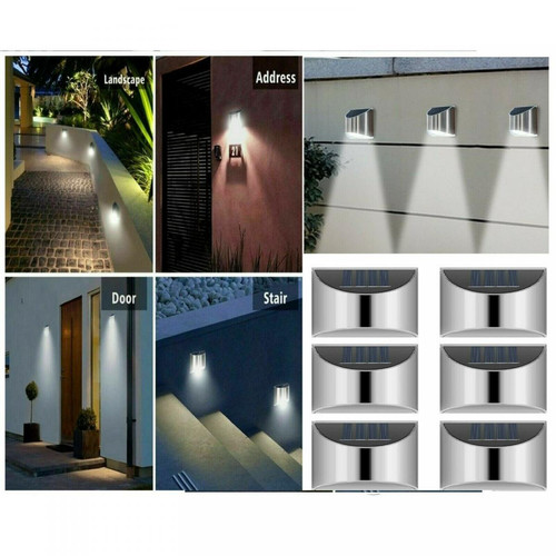 Universal - 8 LED Solaire Jardin Clôture Lampe Lampe Murale Terrasse Extérieur Universal - Luminaires Nickel