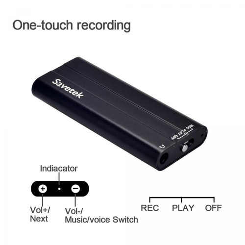 Studio d'enregistrement portatif Activation vocale Mini stylo USB 8 Go Magnétoscope audio numérique avec lecteur MP3 50 heures de batterie 192 kbps avec clips | Magnétophone audio | Activation de l &'enregistrement audio numérique(Le noir)