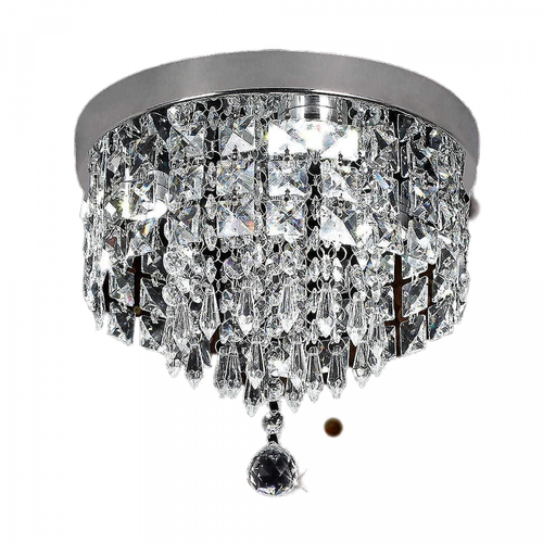 Plafonniers Universal Ampoule cristal CH Heller Lustre moderne à LED Fixation en acier inoxydable ; perles de 250 mm