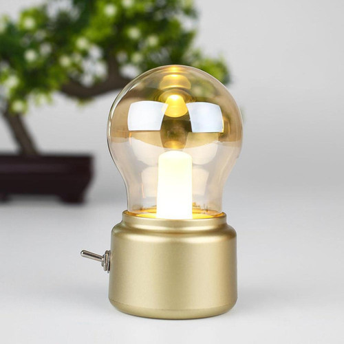 Universal Ampoule LED 2021 Lampe de table soufflée classique Lampe décorative Vintage USB rechargeable Lampe LED de table (or)