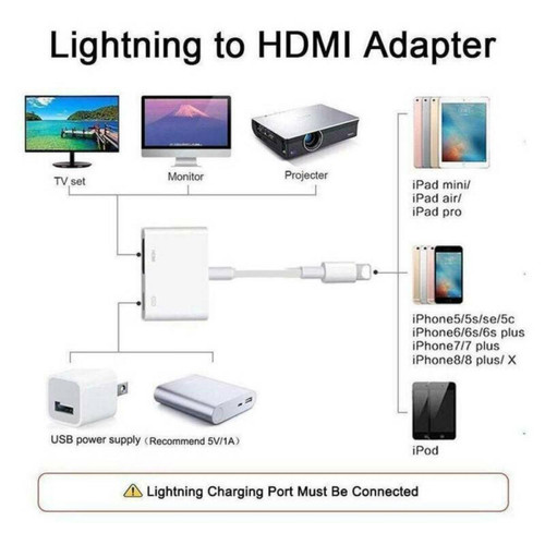 Câble Lightning Apple iPad 5678 Plus X Lightning vers HDMI Digital~AV~Câble adaptateur