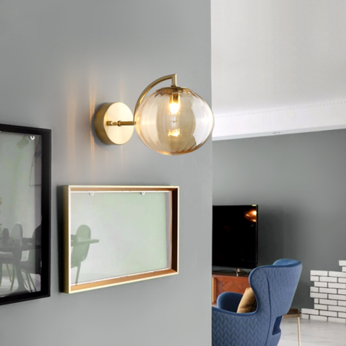 Universal Applique murale de fond de salon applique murale à boule de verre coloré moderne simple allée chambre lampe de chevet (ampoule non comprise)