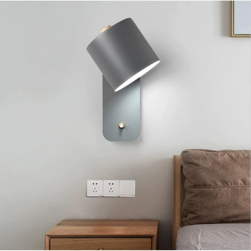 Universal - Applique murale Macaron, lampe de chevet 220V E27, protection des yeux pour la chambre et l'avant de la chambre peut être tournée avec un interrupteur, ampoule grise Universal  - Lampe chevet grise