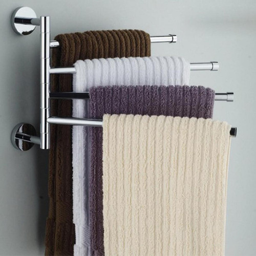 Porte-serviettes Barre de serviette salle de bain acier inoxydable 4 bras balançoire salle de bain porte linge porte serviette