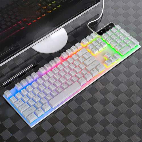 Pavé Numérique Universal (Blanc) pour PC, ordinateur portable, Xbox, USB, clavier de jeu mécanique filaire, clavier rétroéclairé LED RGB