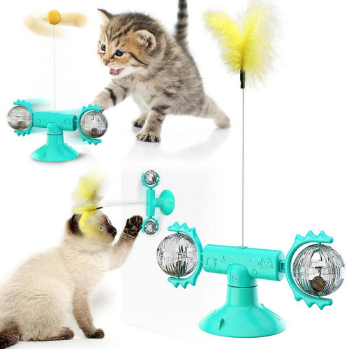 Universal - (Bleu) 3 en 1 jouet pour chat, boule rotative et plumes interactives et boules d'entrainement chat drôle à jouer Universal  - Chiens