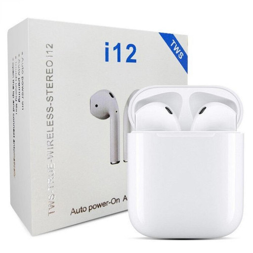 Universal - Bouchons d'oreilles jumelles pour casque Bluetooth sans fil I12(blanche) - Casque Bluetooth Casque