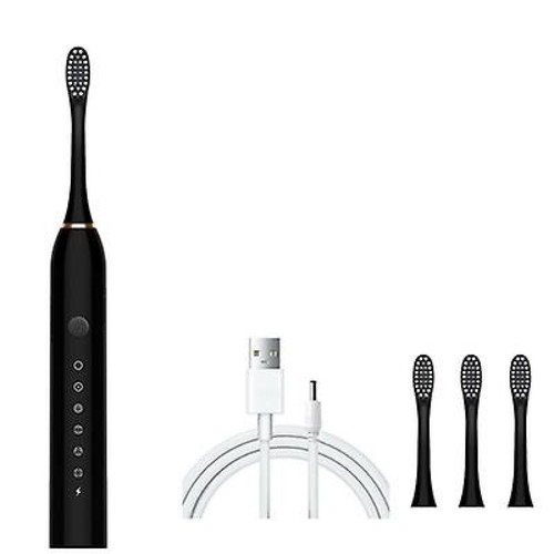 Universal - Brosse à dents à ultrasons électrique type 6 à charge rapide vibrante 4 têtes de brosse (noir) Universal  - Brosse à dents électrique