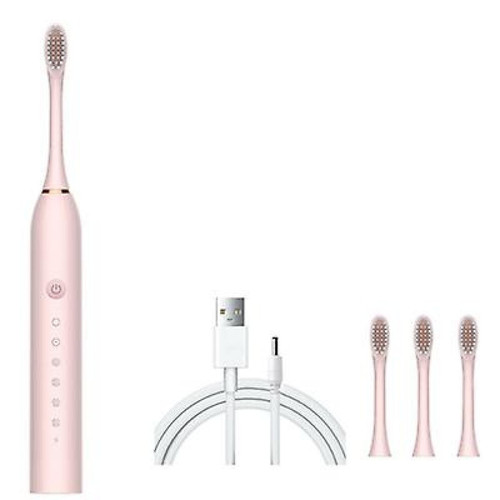 Universal - Brosse à dents à ultrasons électrique type 6 à charge rapide vibrante avec 4 têtes de brosse (rose) Universal  - Brosse à dents électrique