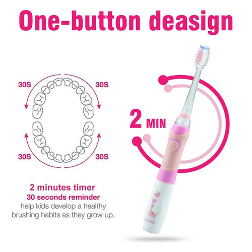 Universal - Brosse à dents électrique alimentée par batterie, LED de couleur, chronomètre intelligent, brosse à dents, tête de brosse DuPont remplaçable |(Rose) Universal  - Brosse à dents électrique