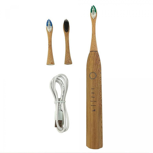 Universal - Brosse à dents électrique en bambou, poils de nylon, biodégradables, naturels, compatibles avec l'environnement, réutilisables (3 couleurs aléatoires) Universal - Electroménager