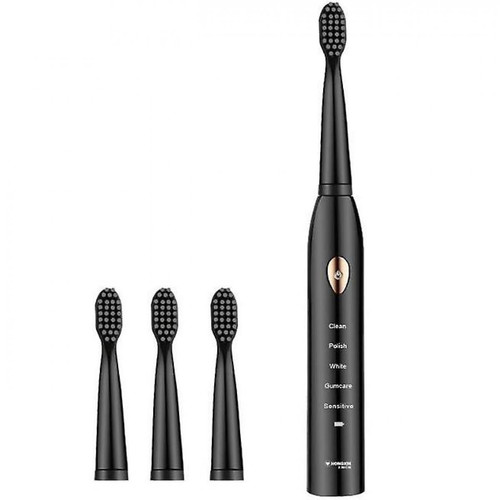 Universal - Brosse à dents électrique Nettoyage acoustique puissant, 5 modes, 4 têtes de brosse, adulte (noir) Universal  - Brosse à dents électrique
