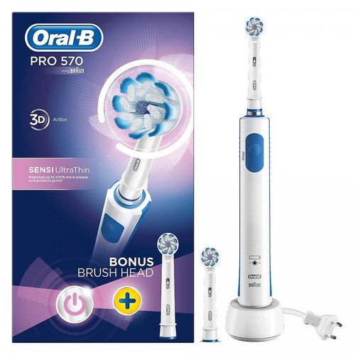 Universal - Brosse à dents électrique Oral B Pro 570 3D + brosse supplémentaire.(blanche) Universal  - Oral b pro 2000 Brosse à dents électrique