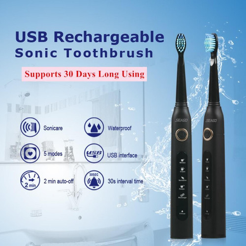 Universal - Brosse à dents électrique rechargeable son voyage tête de brosse à dents remplacement blanchiment meilleur cadeau de santé | Brosse à dents électrique Universal  - Soin du corps
