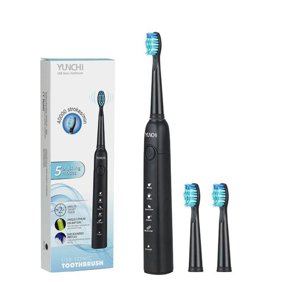 Universal Brosse à dents électrique Tête de brosse de remplacement par ultrasons Tête de brosse à dents blanchissante USB recharge