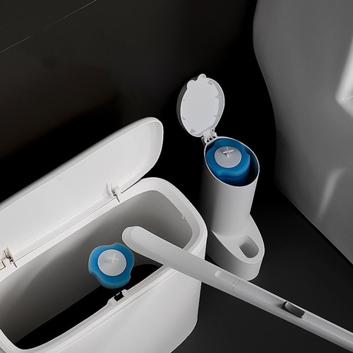 Universal Brosse de toilette créative Brosse jetable pour toilette Tête de nettoyage en éponge à manche long blanc | Porte-brosse de toilette(blanche)