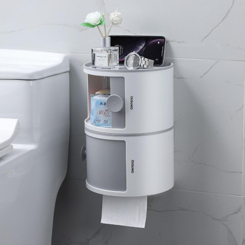 Universal - Cabine de toilette Porte-papier sans trou Étagère murale multifonctionnelle laminée imperméable | Porte-papier (gris) Universal  - Accessoires de salle de bain Blanc