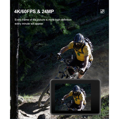 Caméras Sportives Caméra d'action H10 EIS anti-shake Ultra HD 4K/60 fps WiFi 2.0(Le noir)