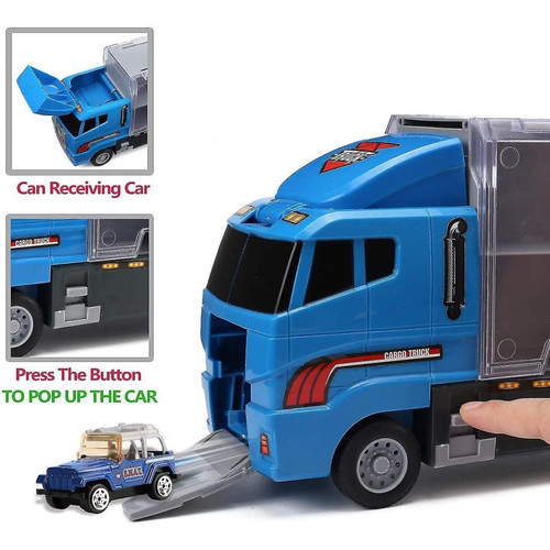 Voitures Camions jouets Véhicules de construction Camions de transport de police 10 en 1 Mini plastique moulé sous pression Jouer Voiture Voiture Jouet Set(Bleu)