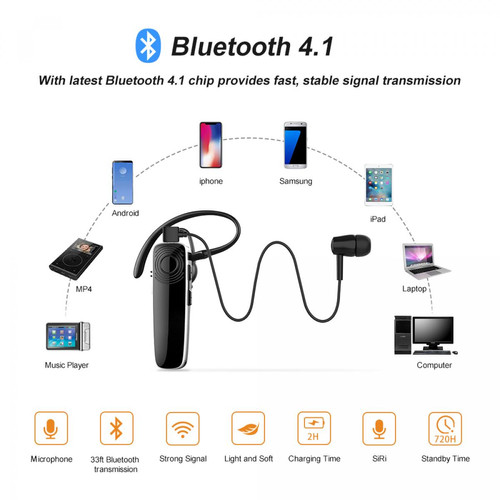 Casque Casque Bluetooth sans fil deux mains casque gratuit mini-casque casque casque avec microphone pour Xiaomi | casque Bluetooth.(Le noir)