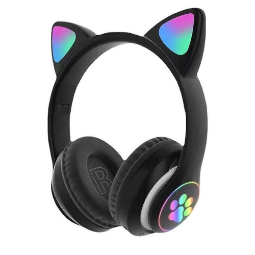 Universal - Casque Bluetooth sans fil, oreille de chat, bande d'oreille, lumière LED (noir) - Ecouteur sans fil Ecouteurs intra-auriculaires