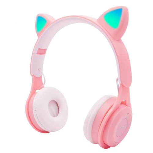 Universal - Casque, oreille de chat, casque Bluetooth, lumière LED, carte sans fil, casque pour enfants (rose) Universal  - Universal