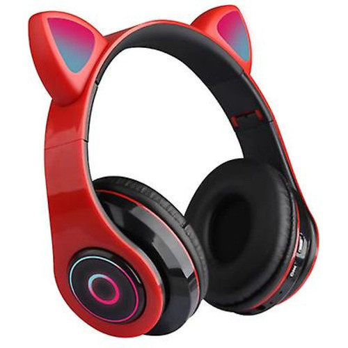 Universal - Casque pour chat sans fil casque Bluetooth casque LED casque pour enfants filles (rouge) Universal  - Son audio