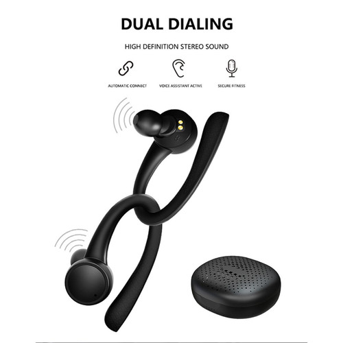 Universal Casque sans fil Bluetooth Casque sport Annuler le bruit avec microphone Bouchons d'oreille pour microphone Bouchons d'oreille pour Xiaomi Huawei | Casque Bluetooth (noir)