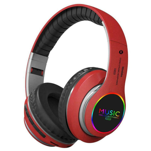 Ecouteurs intra-auriculaires Universal Casque stéréo bluetooth sans fil pliable casque super basse casque avec micro couleur rouge