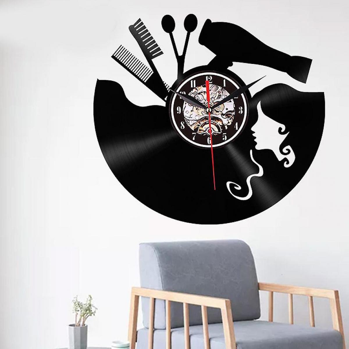Horloges, pendules Universal Coiffeur vinyle disque horloge mur lumineux montres suspendues salon de beauté art déco