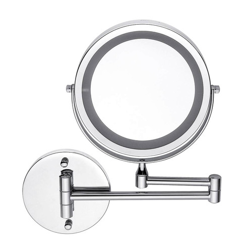Miroir de salle de bain Universal Commode de maquillage avec éclairage LED 5x agrandissement télescopique 2 miroirs de douche visage miroir de maquillage mural | miroir de bain
