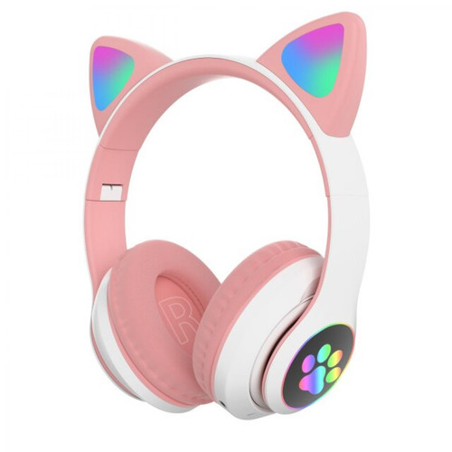 Ecouteurs intra-auriculaires Universal Écouteurs Bluetooth Flash Mignonnes oreilles de chat Écouteurs de jeux sans fil avec microphone Contrôle LED Écouteurs de gamers