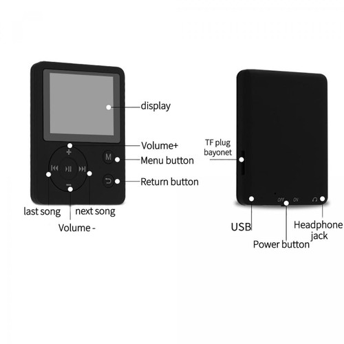 Lecteur MP3 / MP4 Écran tactile de 1,8 pouces, lecteur MP3, lecteur de musique Bluetooth, haut-parleur intégré, support FM, vidéo, vidéo, e-book, haut-parleur HiFi.(Le noir)