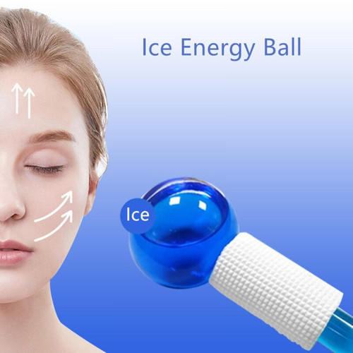 Universal Cristal Hockey sur glace Massage énergétique Visage Beauté Yeux Masseur Hockey sur glace Balle de beauté Yeux Rouleaux de beauté Boules d'eau 2pcs/lot | Appareil de beauté domestique (bleu)